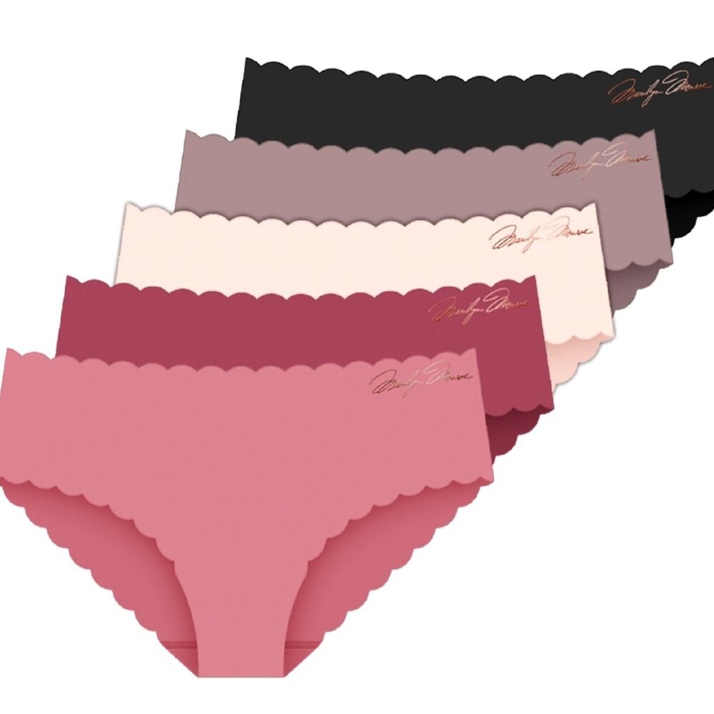 Marilyn Monroe Women's Laser Hipster W/Scalloped Edges Brief Panties - Set of 5